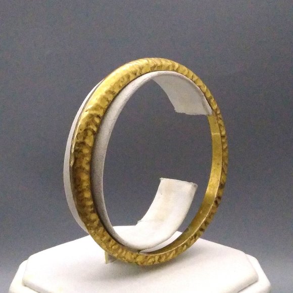 RLL Bangle Bracelet, Hammered Gold Tone Stackable, Ralph Lauren - Picture 1 of 5